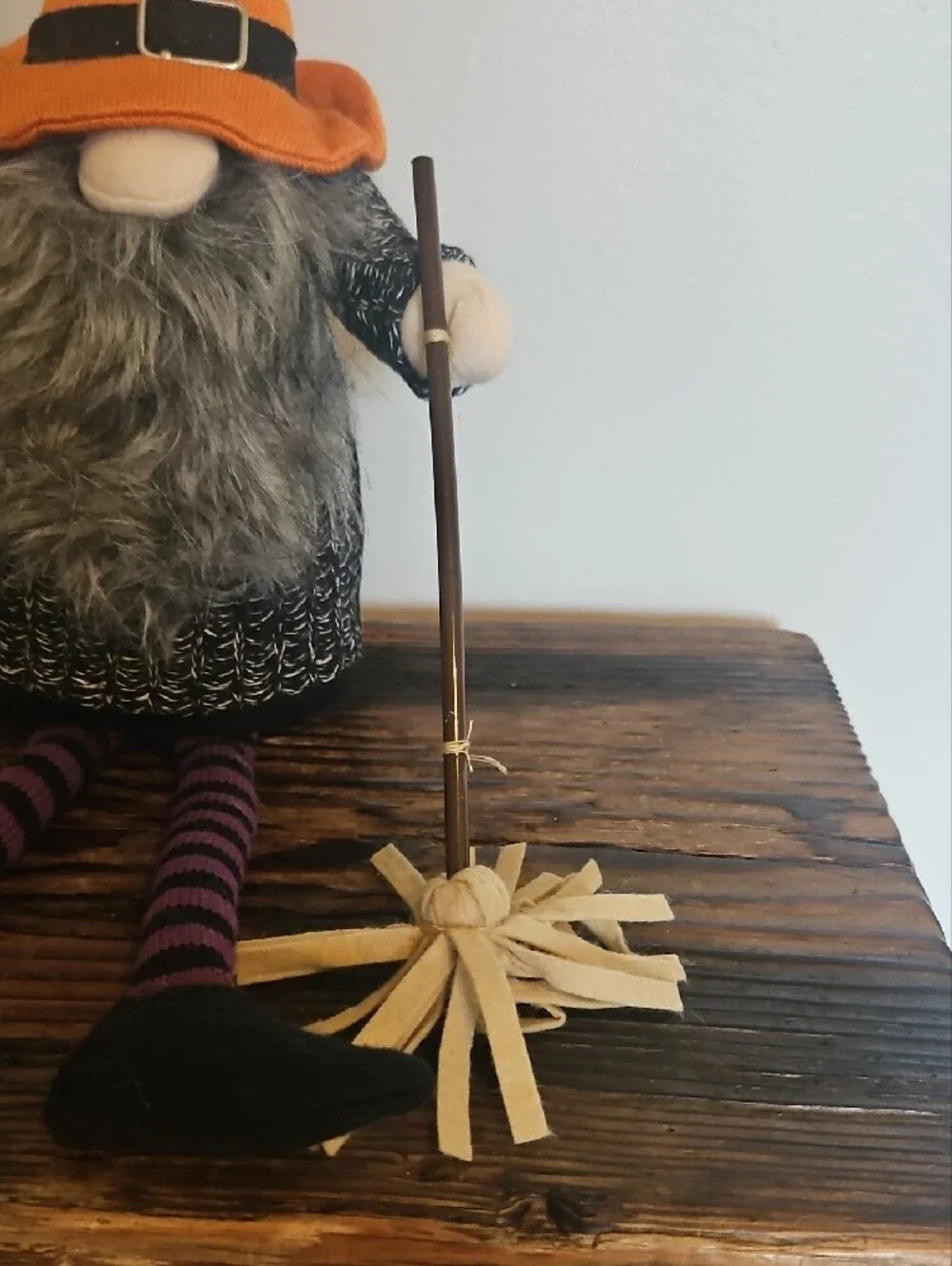 Halloween Gnome Doll with Orange Hat and Striped Legs
